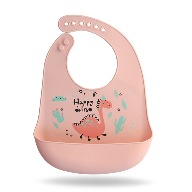 Waterproof Soft Baby Silicone Bibs Cute Cartoon Printed Kids Girl Boy Adjustable Children Bib Baby Lunch Feeding Stuff