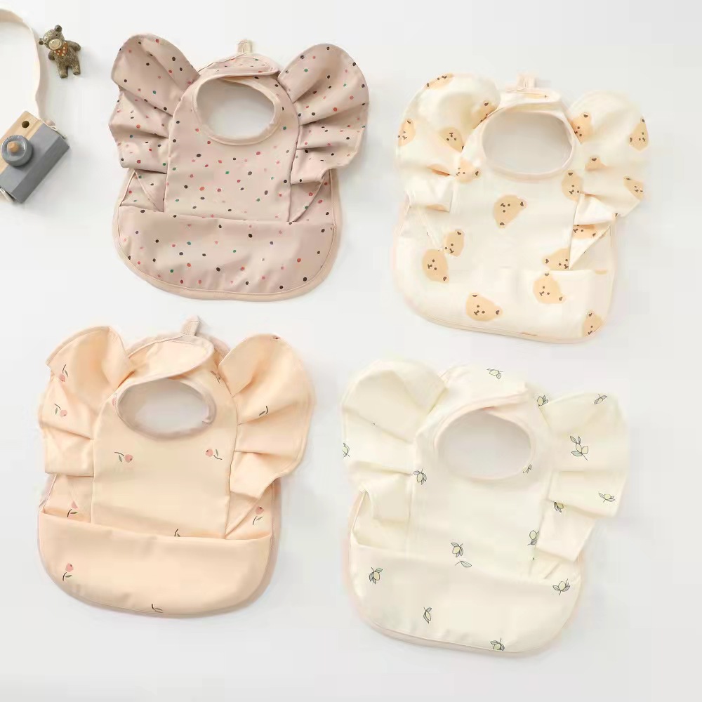 Baby Food Bag With Angel Wings PU Waterproof Bib Children's Food Supplement Anti-dirty And Saliva Pocket Baby Bibs
