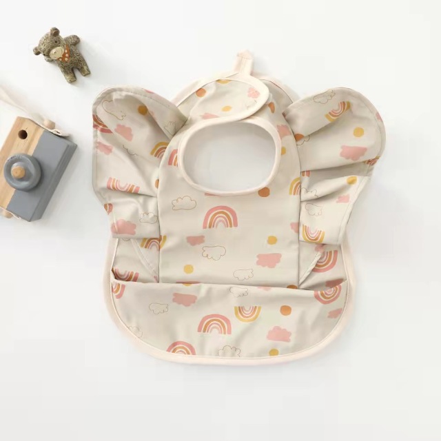 Baby Food Bag With Angel Wings PU Waterproof Bib Children's Food Supplement Anti-dirty And Saliva Pocket Baby Bibs