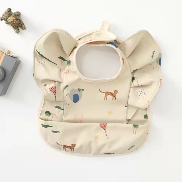 Baby Food Bag With Angel Wings PU Waterproof Bib Children's Food Supplement Anti-dirty And Saliva Pocket Baby Bibs