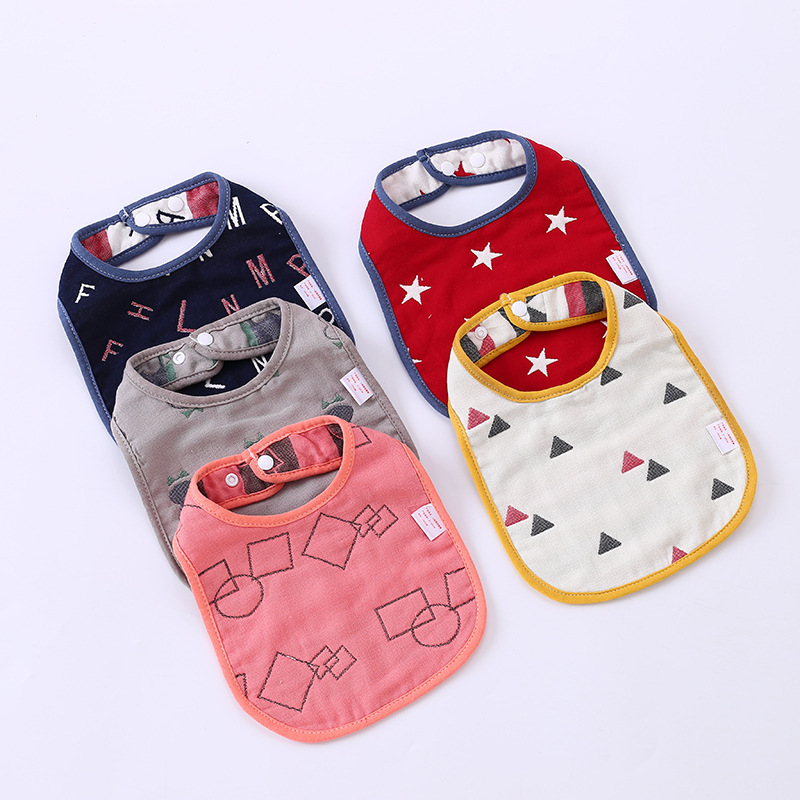 5 Pcs/lot Baby Bibs Cotton 6 Layers U Type Bib Soft Comfortable Breakfast Lunch Dinner Eating Burp Cloths Baby's Goods