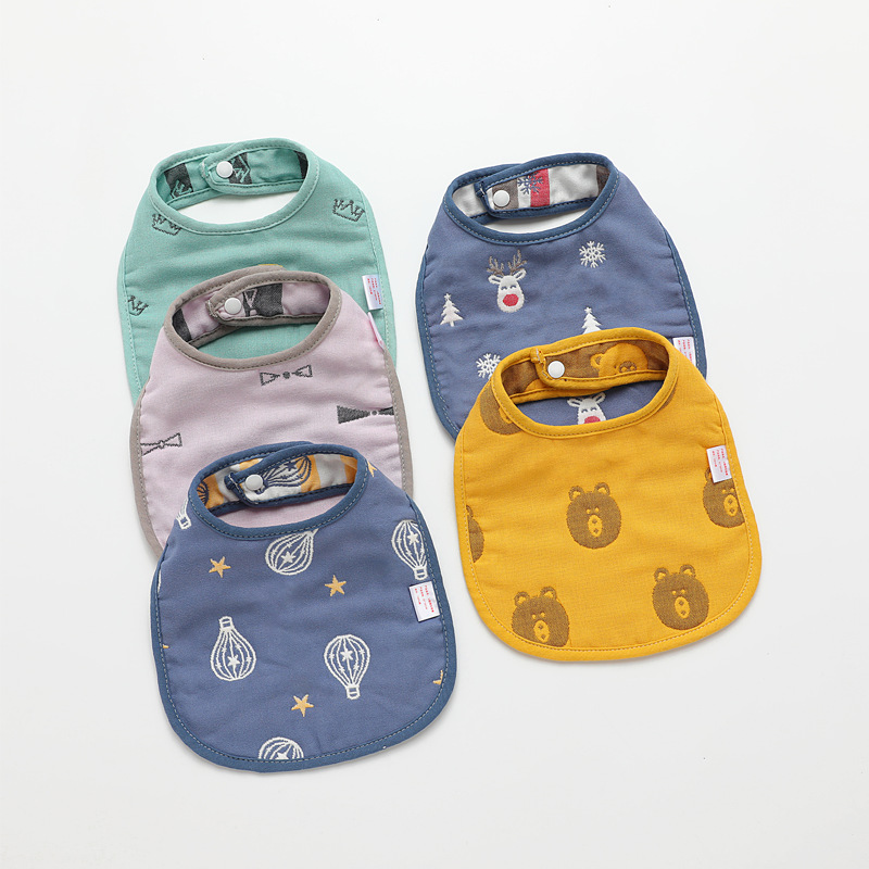 5 Pcs/lot Baby Bibs Cotton 6 Layers U Type Bib Soft Comfortable Breakfast Lunch Dinner Eating Burp Cloths Baby's Goods