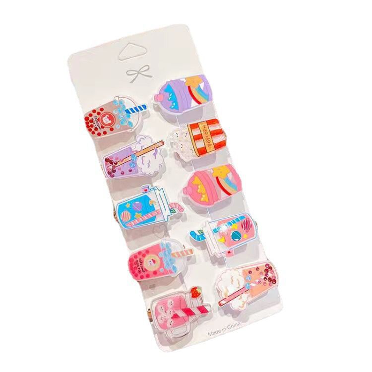 Girls' 10 piece set cartoon hairpin small animal children's duck bill clip BB clip edge clip avocado headdress