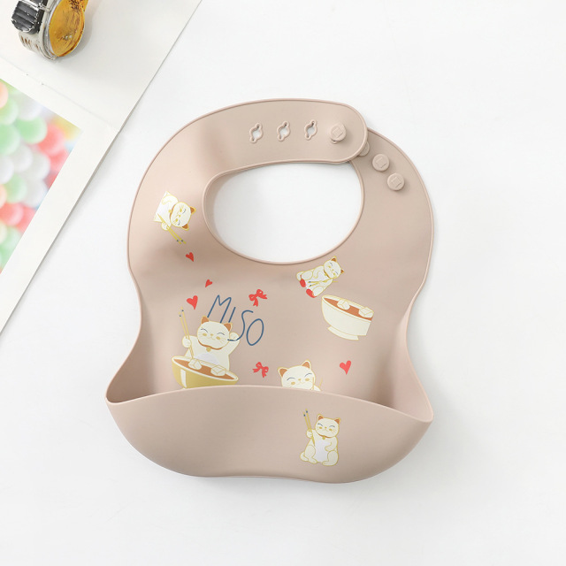 1-4 Years Old Baby Bibs Waterproof Soft Silicone Baby Feeding Stuff Cute Pattern Kids Girl Boy Toddler Adjustable Children Bib