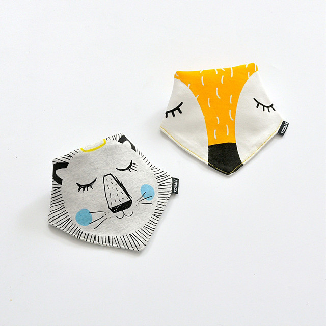 2pcs/lot Cotton Baby Boys And Girls Feeding Burp Cloths Triangle Baby Bibs Towel Cute Bandanas Scarf Children Cravat Baby Stuff