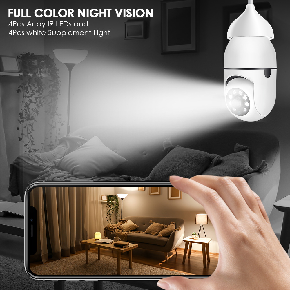 2MP Tuya 5G WiFi Camera Light Bulb 360 Rotate Auto Tracking Panoramic Wireless PTZ Remote Viewing Security Surveillance Mini Cam