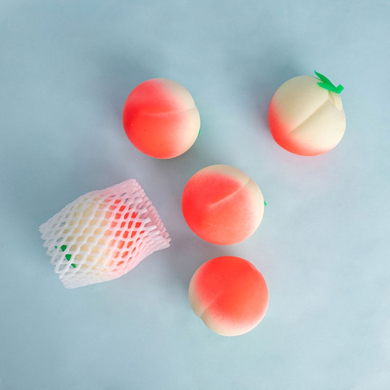 2PCS 3in Fidget Vent Ball Toy Hand Squeeze Peach Ball Miniature Novelty Toy Toddler Gift Stress Relief Toy Flour Squishy Ball
