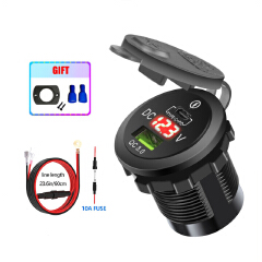Kebidu Car Charger Type C Dual USB PD QC 3.0 Car Charger Socket Power Outlet Adapter For 12V 24V Car Truck Boat RV Motorcycle