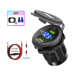 Kebidu Car Charger Type C Dual USB PD QC 3.0 Car Charger Socket Power Outlet Adapter For 12V 24V Car Truck Boat RV Motorcycle