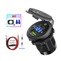 Kebidu Car Charger Type C Dual USB PD QC 3.0 Car Charger Socket Power Outlet Adapter For 12V 24V Car Truck Boat RV Motorcycle
