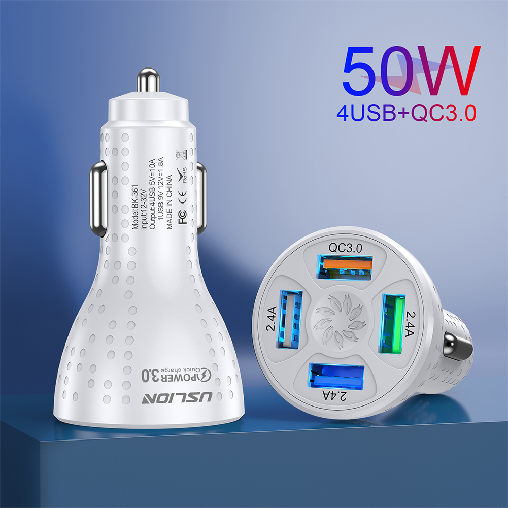 USB Fast Car Charger 50W Quick Charge QC 3.0 4.0 Car Adapter For iphone 13 Mobile Phone Universal Car Charge