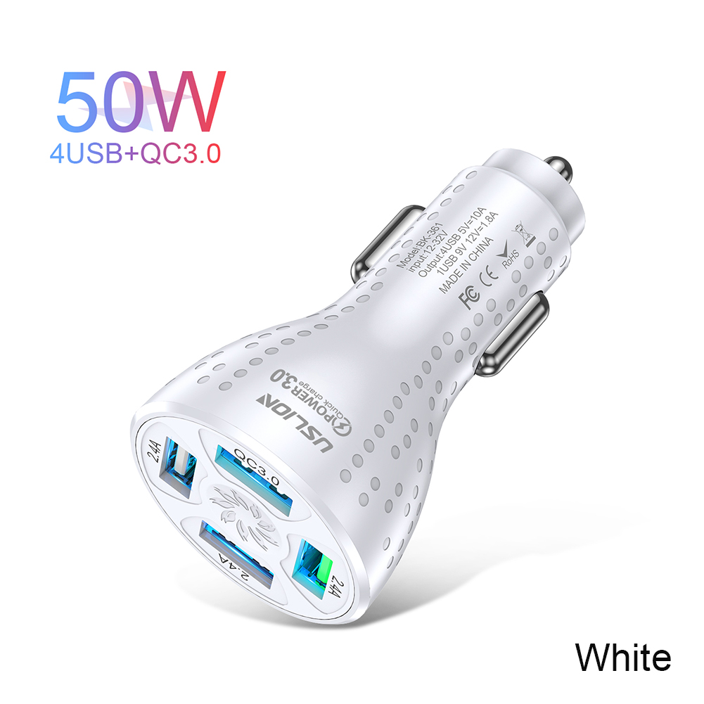 USB Fast Car Charger 50W Quick Charge QC 3.0 4.0 Car Adapter For iphone 13 Mobile Phone Universal Car Charge