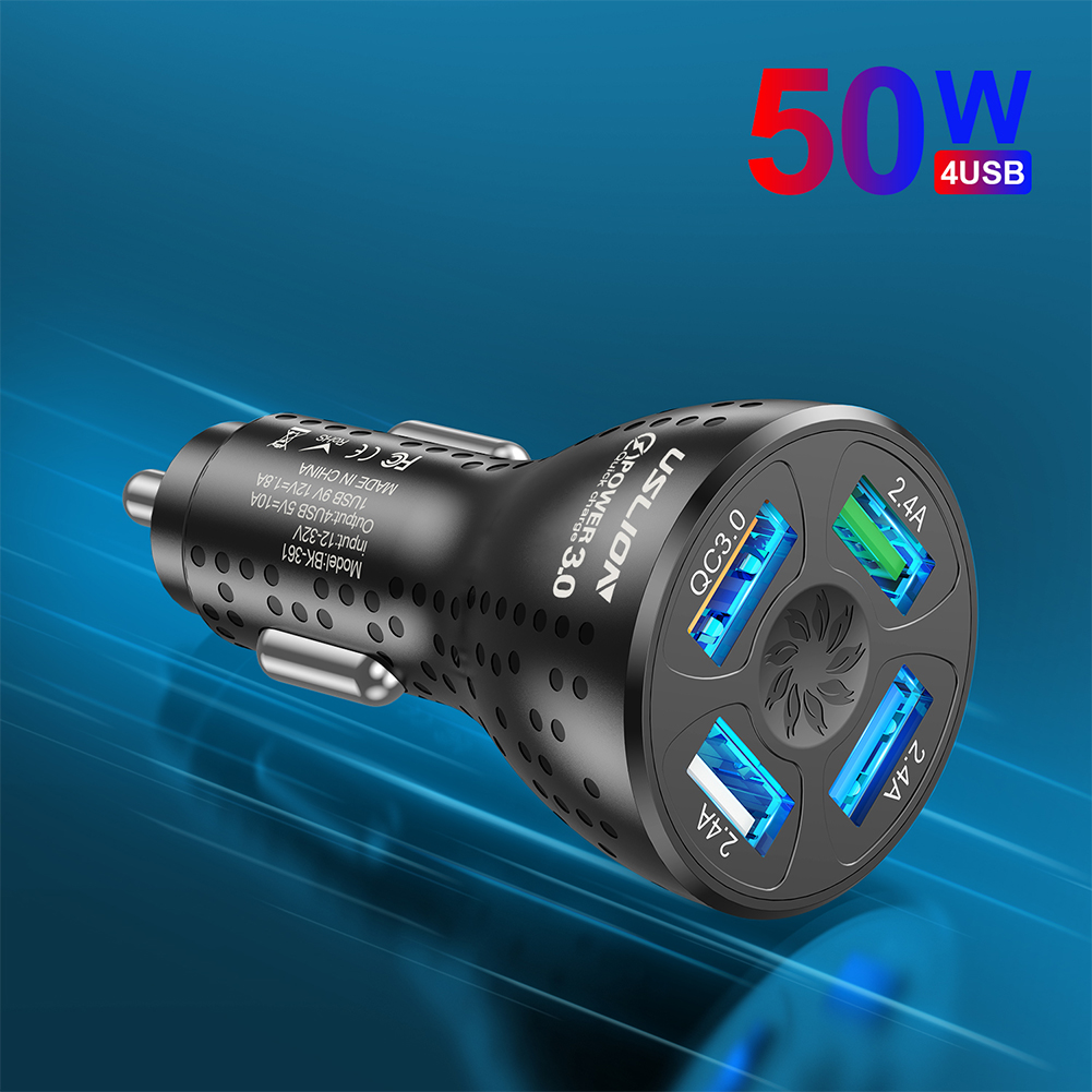 USB Fast Car Charger 50W Quick Charge QC 3.0 4.0 Car Adapter For iphone 13 Mobile Phone Universal Car Charge