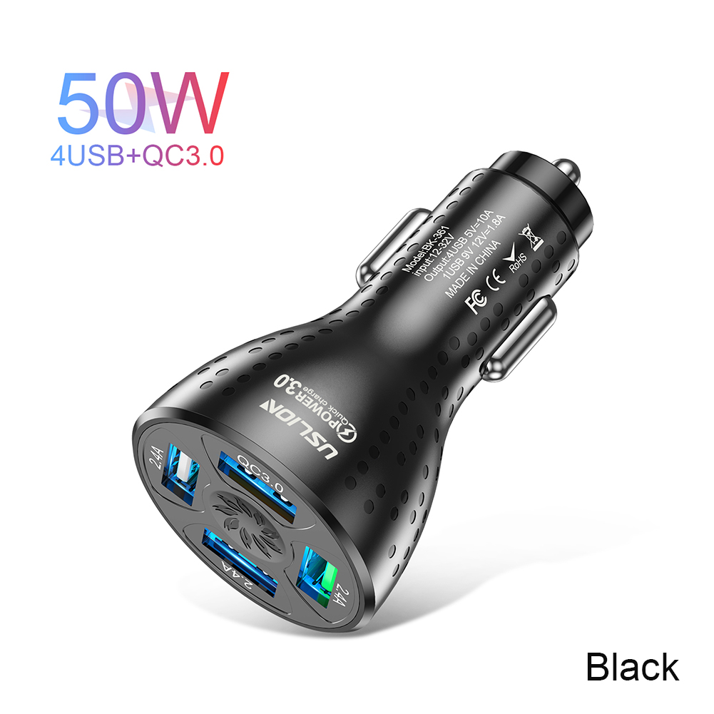 USB Fast Car Charger 50W Quick Charge QC 3.0 4.0 Car Adapter For iphone 13 Mobile Phone Universal Car Charge