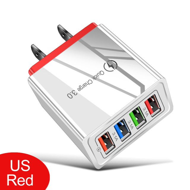 USB Charger 3.1A Fast Charging Station Power Adapter  Mobile Phone Wall Charger Socket