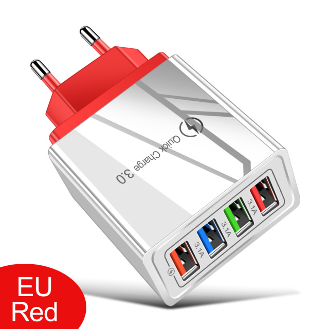 USB Charger 3.1A Fast Charging Station Power Adapter  Mobile Phone Wall Charger Socket