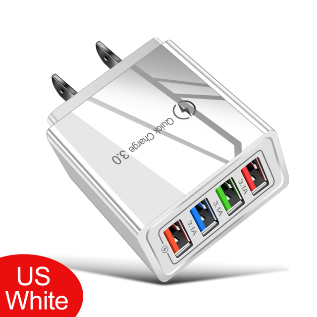 USB Charger 3.1A Fast Charging Station Power Adapter  Mobile Phone Wall Charger Socket