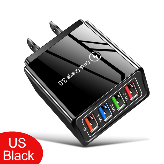 USB Charger 3.1A Fast Charging Station Power Adapter  Mobile Phone Wall Charger Socket