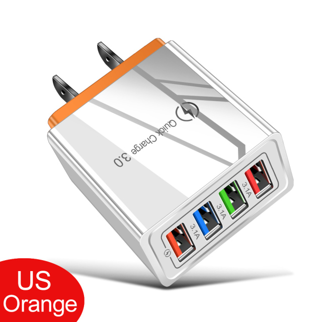 USB Charger 3.1A Fast Charging Station Power Adapter  Mobile Phone Wall Charger Socket