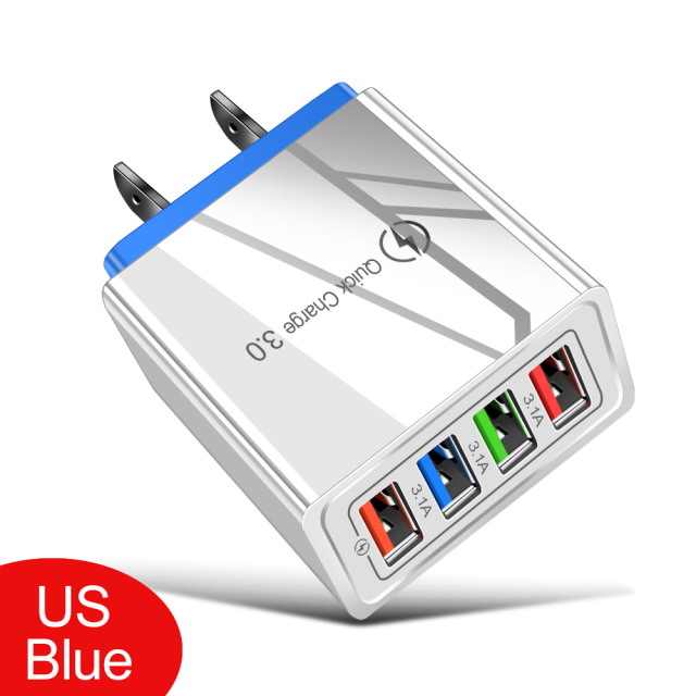 USB Charger 3.1A Fast Charging Station Power Adapter  Mobile Phone Wall Charger Socket