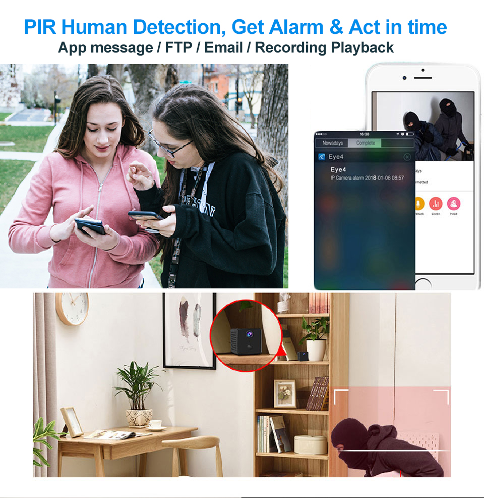 4K 4G Battery Mini Camera 4G IP Camera 2600mAh Battery Camera Wifi mini Camera IR Night Surveillance Security Camera