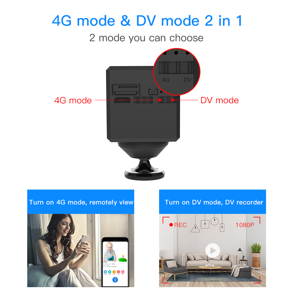 4K 4G Battery Mini Camera 4G IP Camera 2600mAh Battery Camera Wifi mini Camera IR Night Surveillance Security Camera
