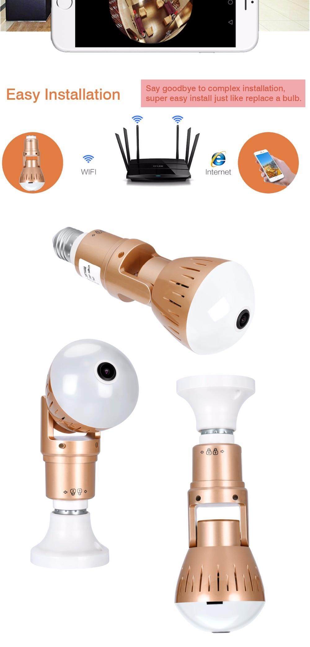 3MP IP Camera Bulb Lamp light Wireless 360 Degrees Panoramic Light Home Cctv Security Video Surveillance Wifi  Camera