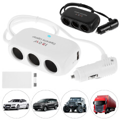 3 Socket Cigarette Lighter Splitter 120W 12V 24V Car Cigarette Lighter Dual USB LED Car Fast Charger Car Charger Adapter
