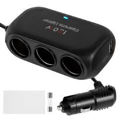 3 Socket Cigarette Lighter Splitter 120W 12V 24V Car Cigarette Lighter Dual USB LED Car Fast Charger Car Charger Adapter