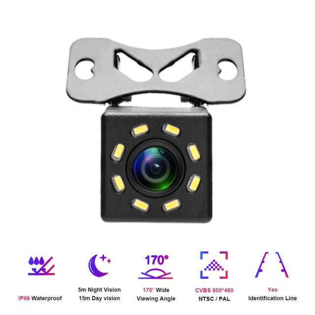 Podofo Car Rear View Camera Universal 12 LED Night Vision Backup Parking Reverse Camera Waterproof 170 Wide Angle HD Color Image