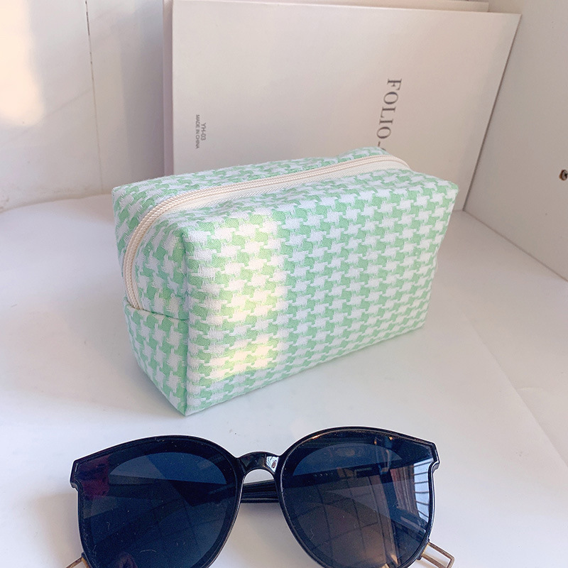 Candy-colored sweet storage bag ins wild multi-function wash bag casual plaid cosmetic bag