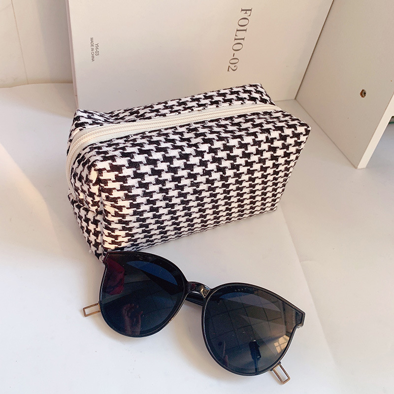 Candy-colored sweet storage bag ins wild multi-function wash bag casual plaid cosmetic bag