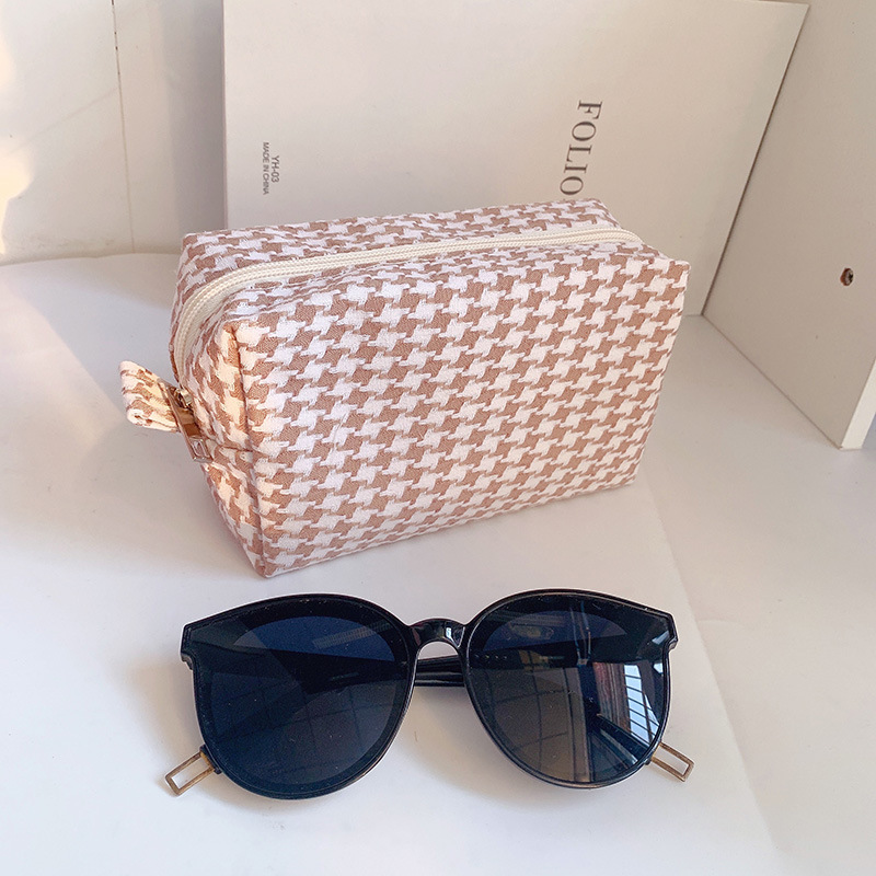 Candy-colored sweet storage bag ins wild multi-function wash bag casual plaid cosmetic bag