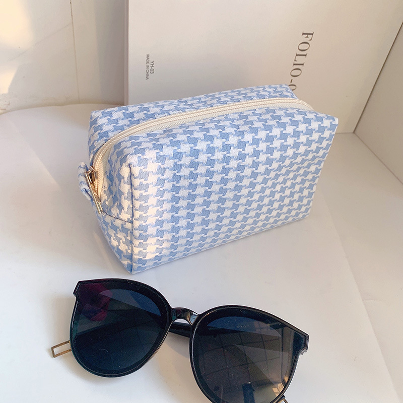 Candy-colored sweet storage bag ins wild multi-function wash bag casual plaid cosmetic bag