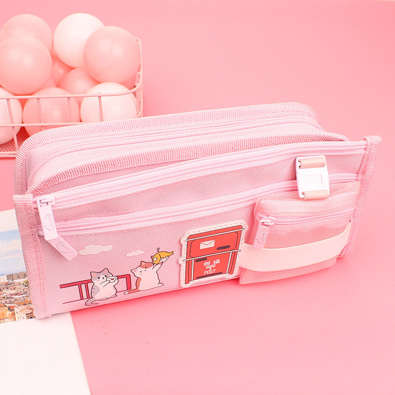 Primary school students popular mesh stationery bag ins large capacity stationery box