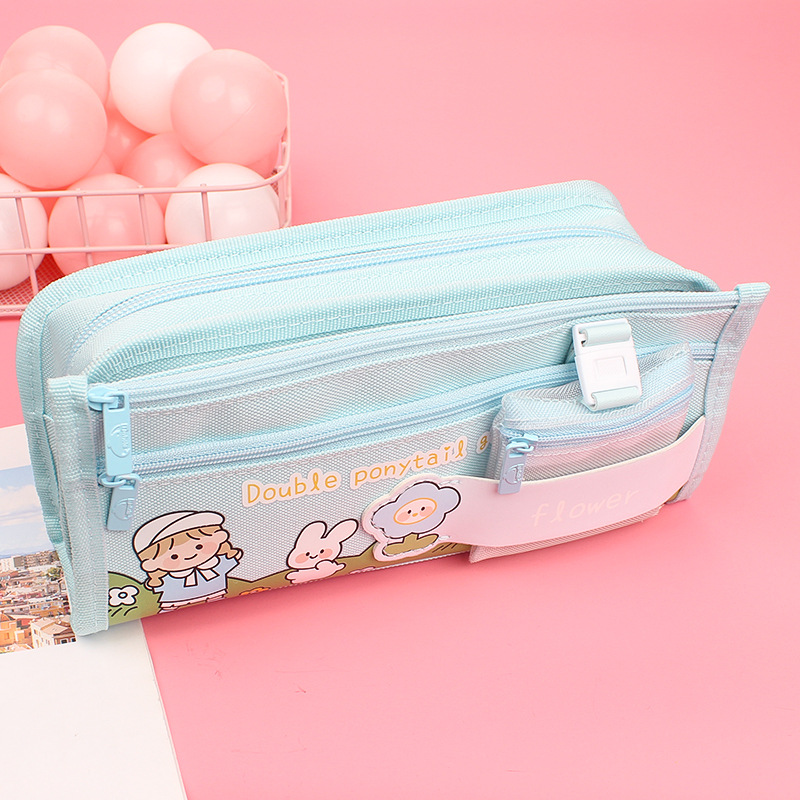 Primary school students popular mesh stationery bag ins large capacity stationery box