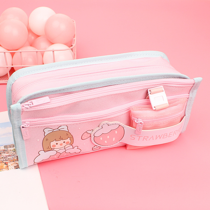 Primary school students popular mesh stationery bag ins large capacity stationery box