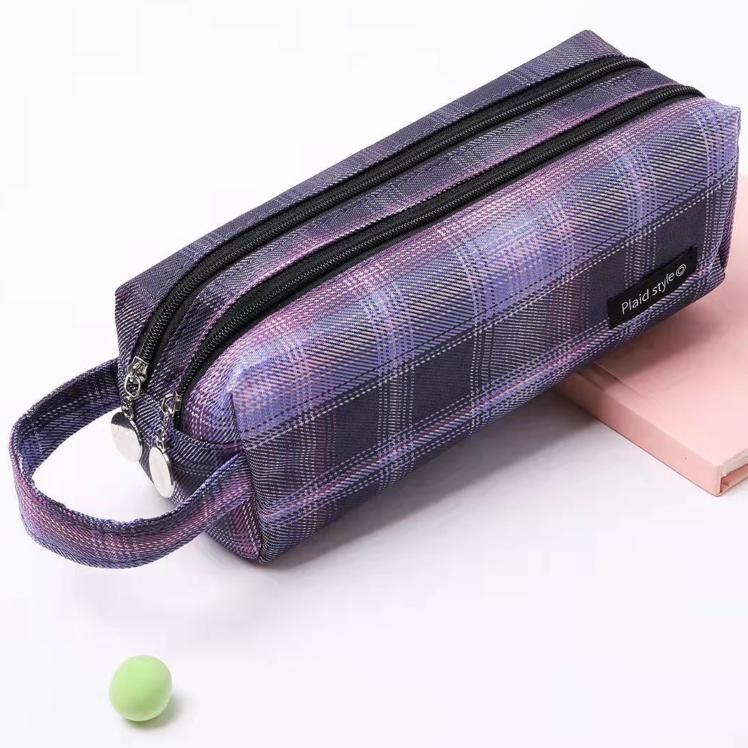 Large-capacity jk double-layer pencil bag Japanese simple ins male and female students canvas portable stationery bag pencil case