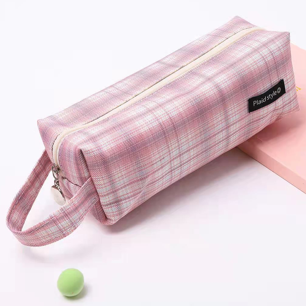 Large-capacity jk double-layer pencil bag Japanese simple ins male and female students canvas portable stationery bag pencil case