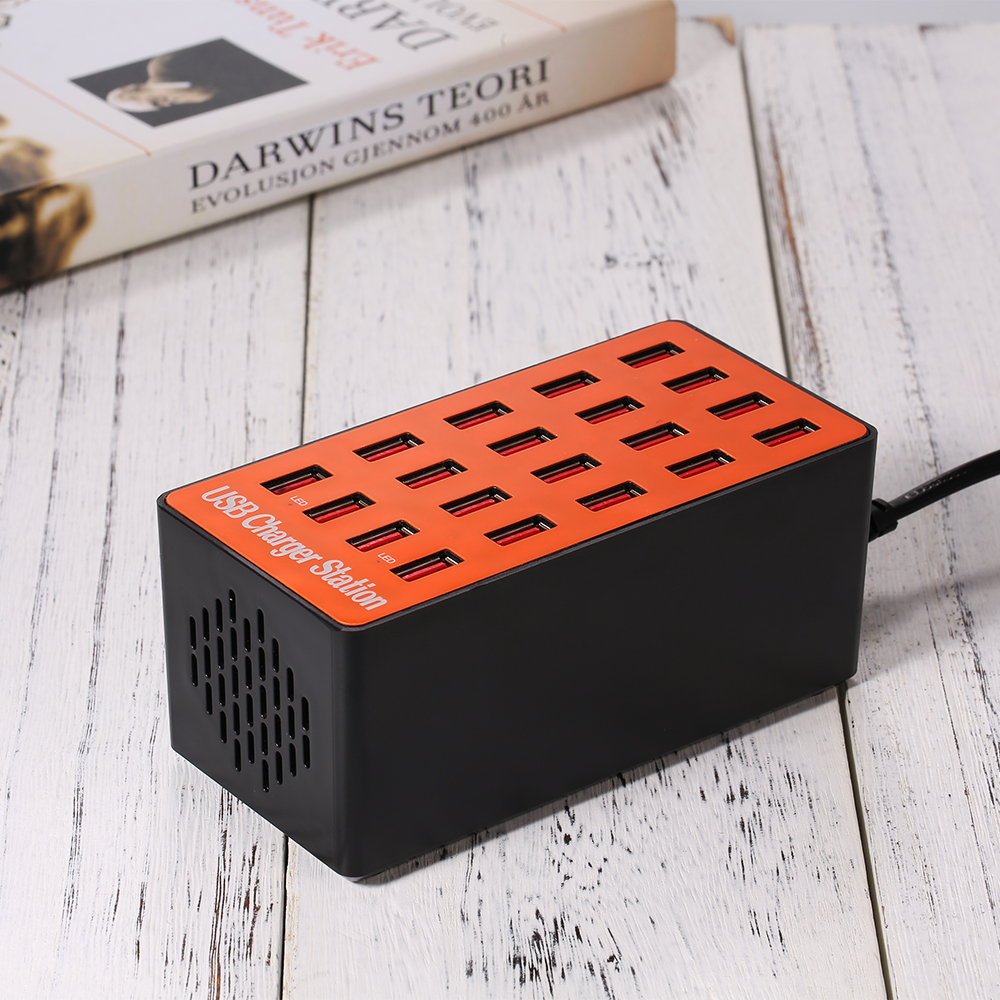 100W 20-Port USB Hubs With Wall Charger Adapter Smart Charging Station Auto Detect Tech & Foldable Plug