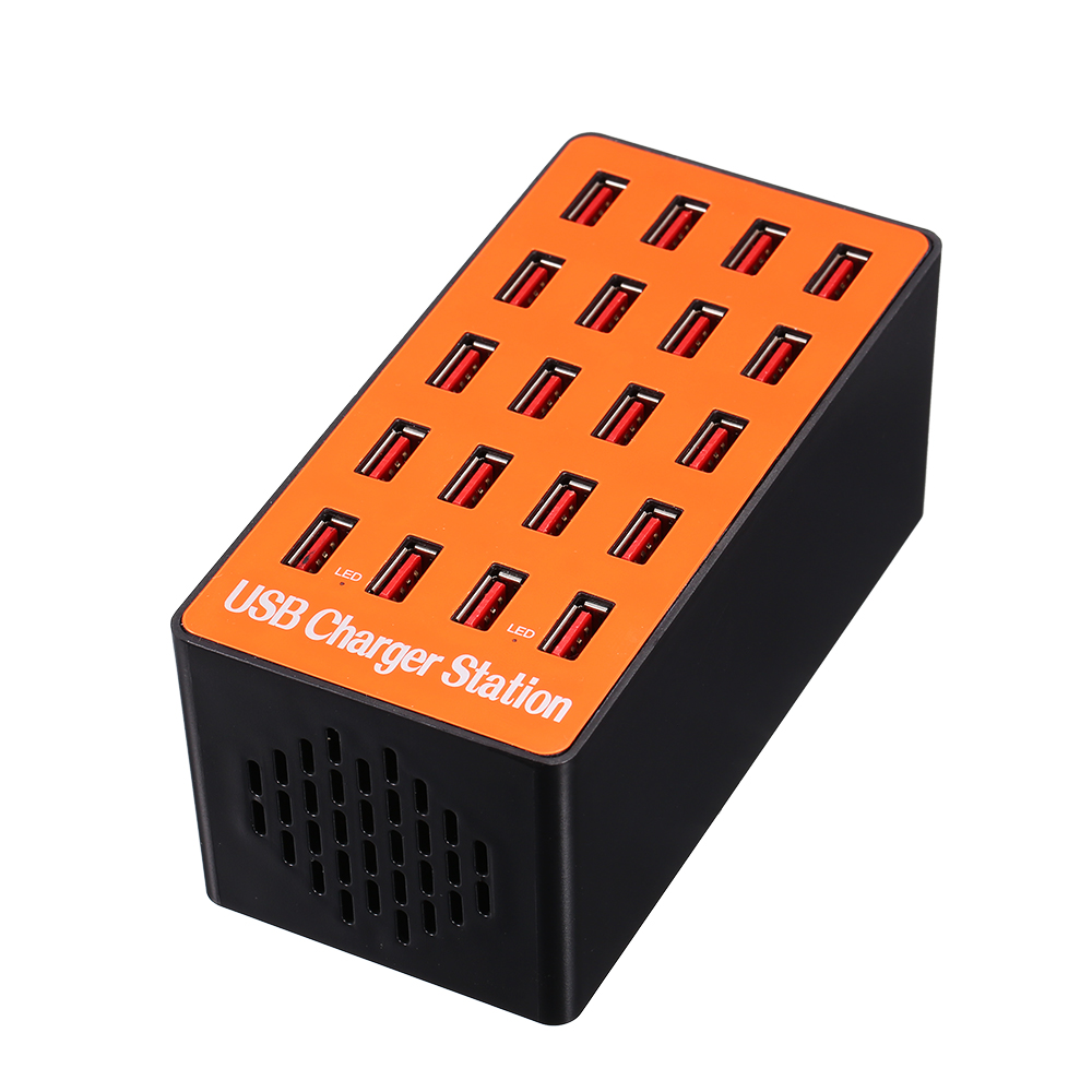 100W 20-Port USB Hubs With Wall Charger Adapter Smart Charging Station Auto Detect Tech & Foldable Plug