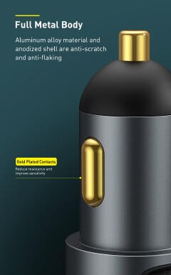 120W Car Charger Cigarette Lighter Expansion Splitter Socket Type C USB Dual Ports Fast Charger Accessory Adapter