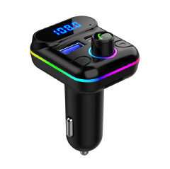 4.2A Dual USB Car Charger Bluetooth 5.0 MP3 Player Hands-Free FM TF Card U Disk Playback with Ambient Light