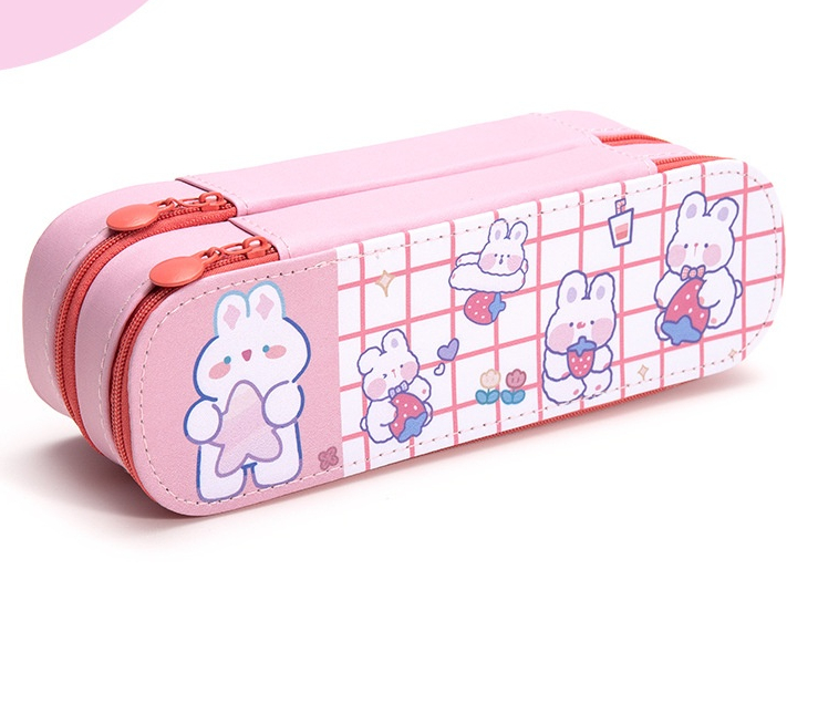 Double-layer primary school pencil box ins cute girls children men and women large-capacity multi-functional double pencil box stationery box