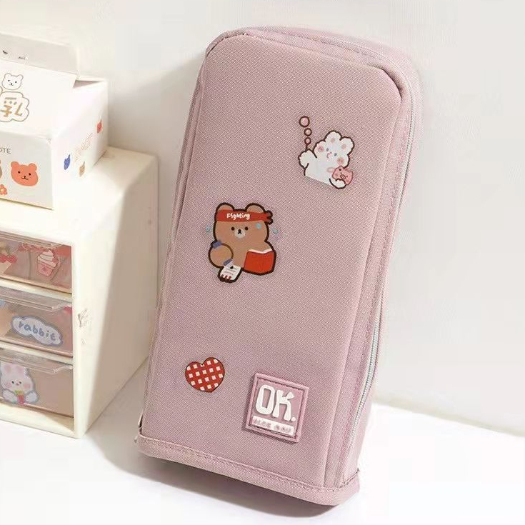 Vertical large-capacity pencil case popular middle school students ins Japanese primary school girls stationery pencil case
