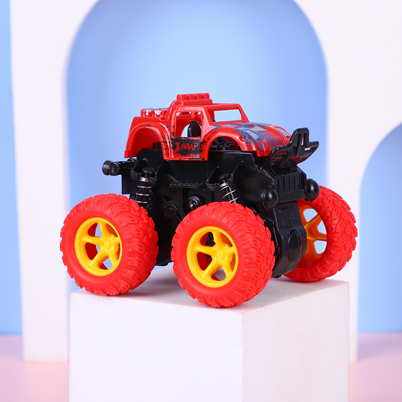 Inertial car four-wheel drive children's toy boy car model anti-fall baby car rolling stunt car off-road car