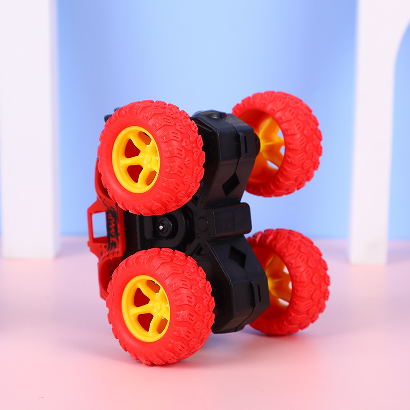 Inertial car four-wheel drive children's toy boy car model anti-fall baby car rolling stunt car off-road car