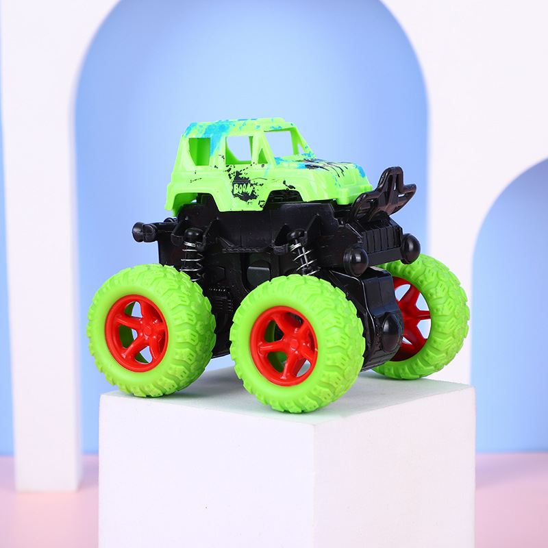 Inertial car four-wheel drive children's toy boy car model anti-fall baby car rolling stunt car off-road car