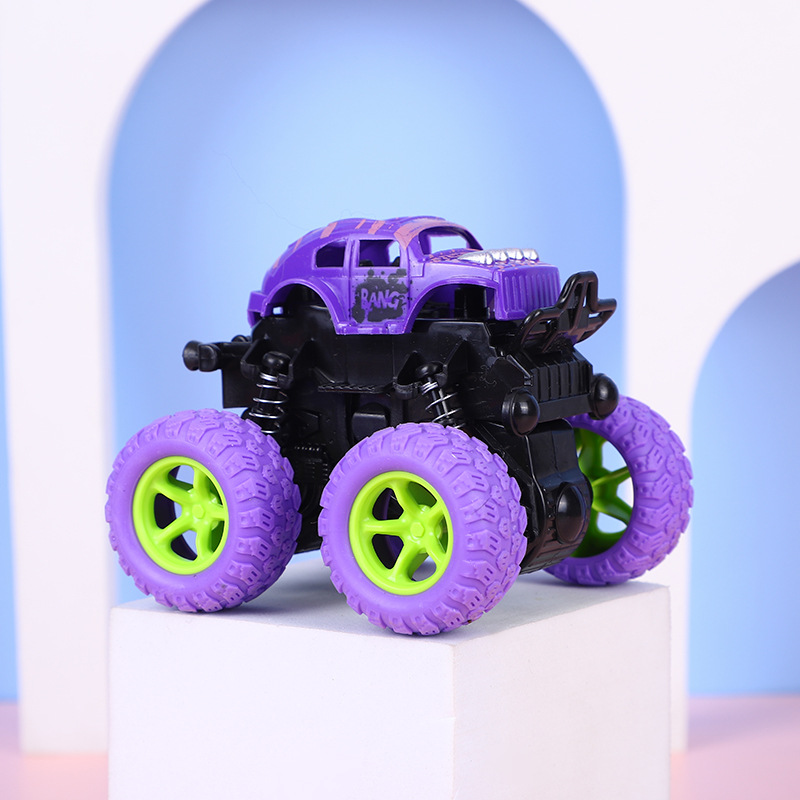 Inertial car four-wheel drive children's toy boy car model anti-fall baby car rolling stunt car off-road car