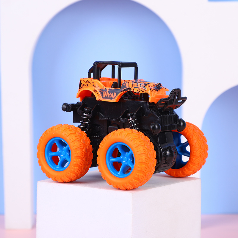 Inertial car four-wheel drive children's toy boy car model anti-fall baby car rolling stunt car off-road car